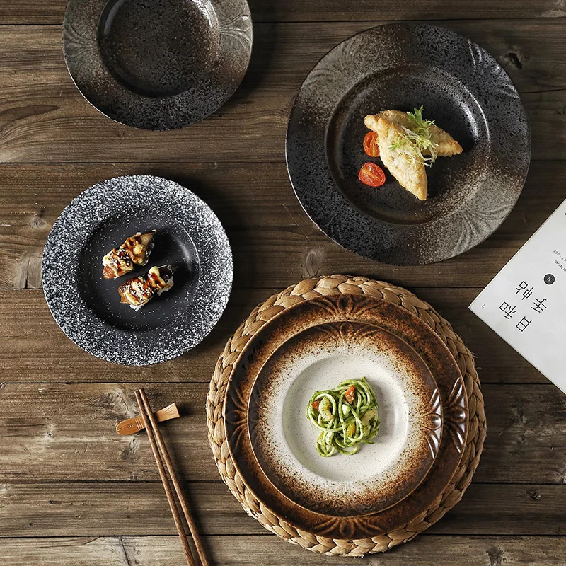 Японские керамические обеденные тарелки, тарелка для холодных блюд в корейском ресторане, плато для обслуживания, домашняя круглая посуда на каждый день CN (происхождение) 1