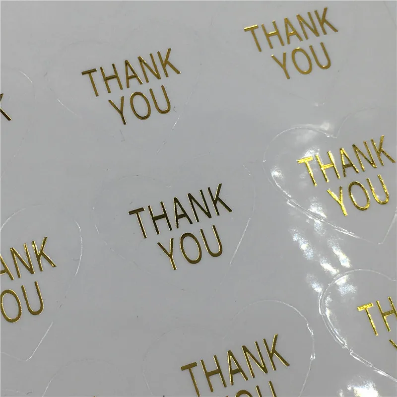100 ШТ Прозрачная наклейка с благодарственной надписью в форме сердца Наклейка с уплотнительной этикеткой ПВХ Прозрачная этикетка 