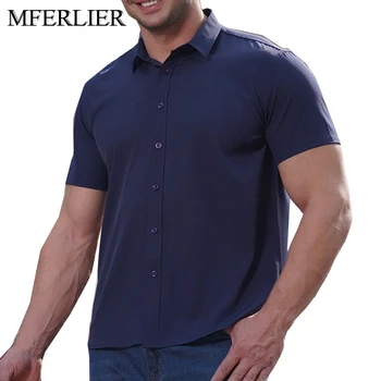 Летняя мужская рубашка 5XL 6XL 7XL 8XL 9XL, обхват груди 159 см, мужские рубашки больших размеров