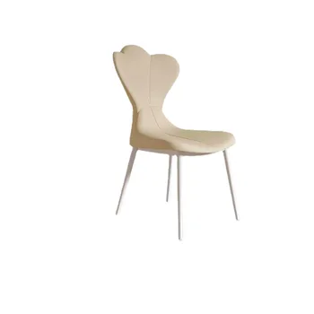 Бытовой обеденный стул Nordic Designer, современный минималистичный обеденный стол, стул со спинкой из белой кожи