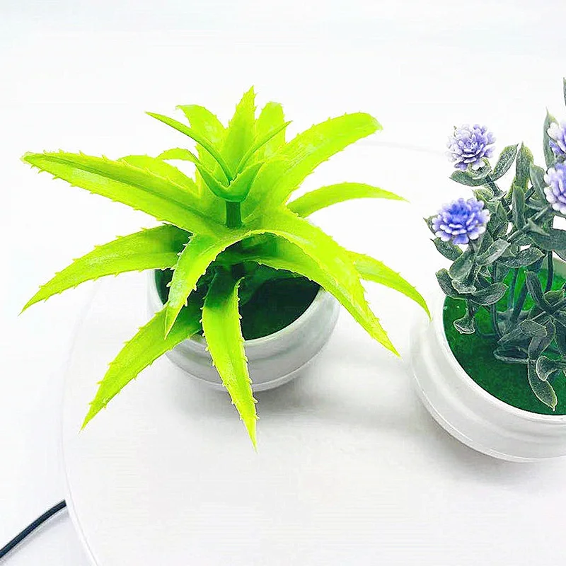Мини-милые искусственные растения с имитацией горшка Суккуленты Мини-бонсай В горшках Зеленые искусственные растения Украшение стола 4