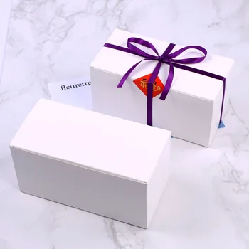 10 шт./лот, подарочная коробка для выпечки из белого картона, коробка для упаковки конфет 