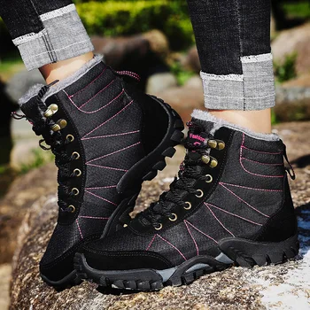 Зимние женские водонепроницаемые походные ботинки Зимние ботинки для треккинга в горах на открытом воздухе Мужские ботинки плюшевые теплые приятные