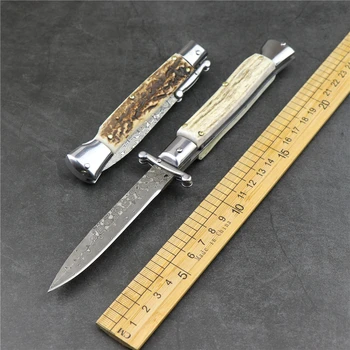 Новый складной нож Mafia AKC с ручкой из дамасской стали с оленьим рогом, острый EDC, тактический охотничий складной нож высокой твердости
