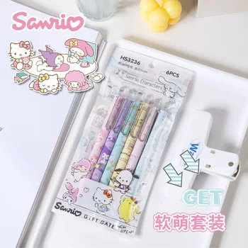 6шт Подлинный мультфильм Sanrio Hello Kitty Cute С низким Центром тяжести, шариковая ручка с двумя шариками, роликовая шариковая ручка