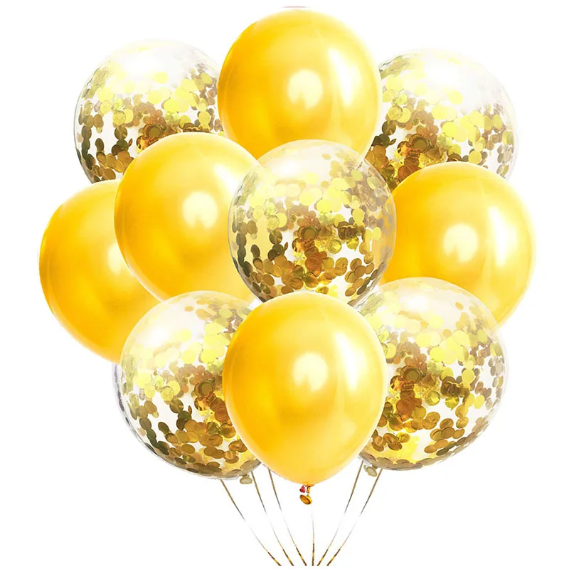 10 шт./лот, 12-дюймовые воздушные шары с конфетти, Воздушные шары для вечеринки с Днем рождения, украшения из гелиевых шаров, Свадебные баллоны, принадлежности для вечеринок 2