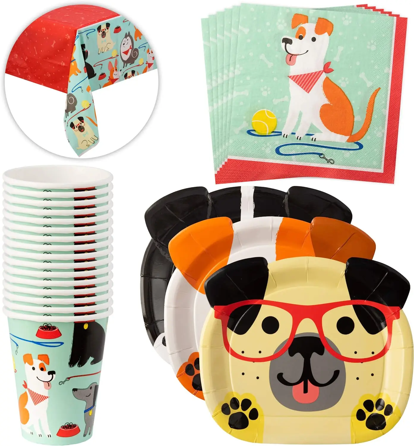 Украшения для Дня рождения собаки, принадлежности для щенячьей вечеринки с собачьими тарелками, чашками, Салфетками, Скатертью, баннером, воздушным шаром 0