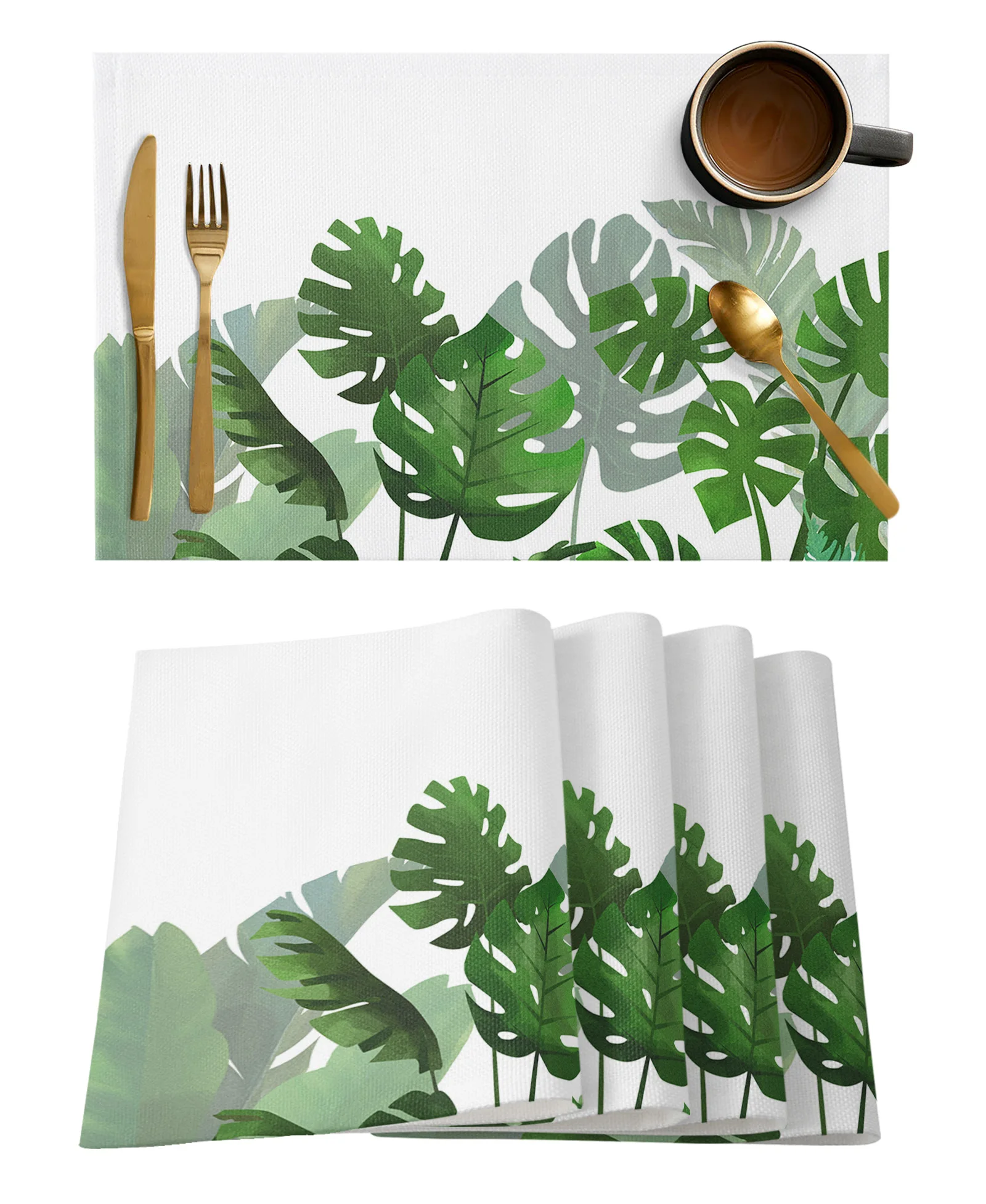 Тропические растения Монстера Настольный коврик Свадебный Праздничный Коврик для обеденного стола Кухонные принадлежности Салфетка для стола 0