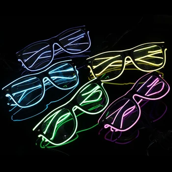 Светящиеся очки LED EL, светящиеся неоновые очки для вечеринок, мигающие очки для выступлений на фестивалях, в баре, Новинка, подарочные аксессуары