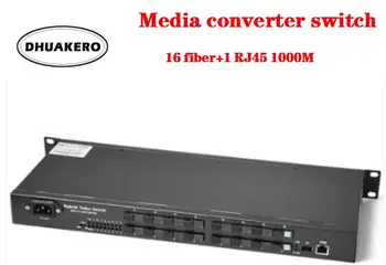 бесплатная доставка AB303, оптоволоконный медиаконвертер, трансивер SM 16 fiber + 1 переключатель RJ45 1000M