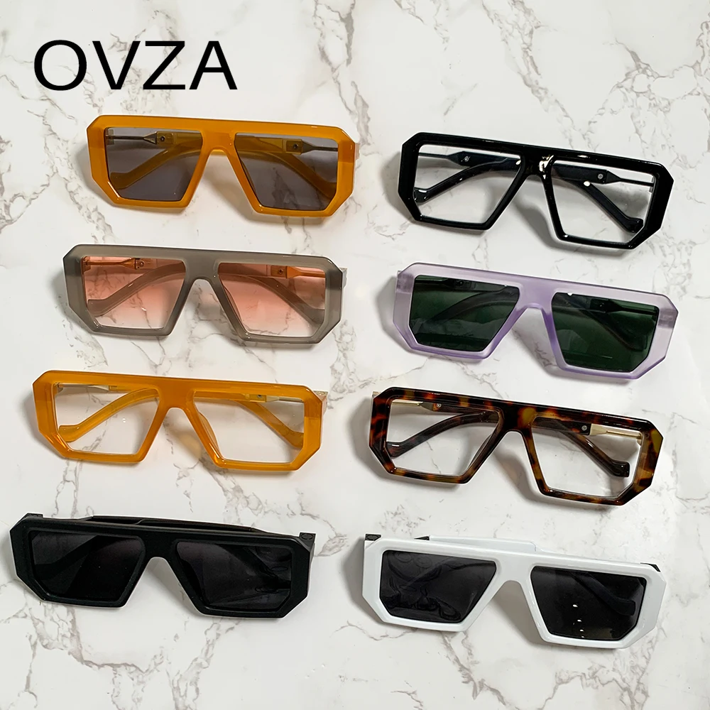 OVZA 2023 Новые модные мужские солнцезащитные очки в стиле панк-готика, женские очки UV400 в классической прямоугольной оправе S1181 5