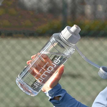 Спортивная бутылка для воды большой емкости объемом 1 л с переносной ручкой, многоразовый термостойкий чайник для воды для фитнеса на открытом воздухе