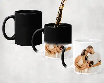 Персонализированная подарочная кружка, любое фото, текст с логотипом, фото Кружка-сюрприз 350 мл Керамические волшебные офисные чайные чашки и кружки