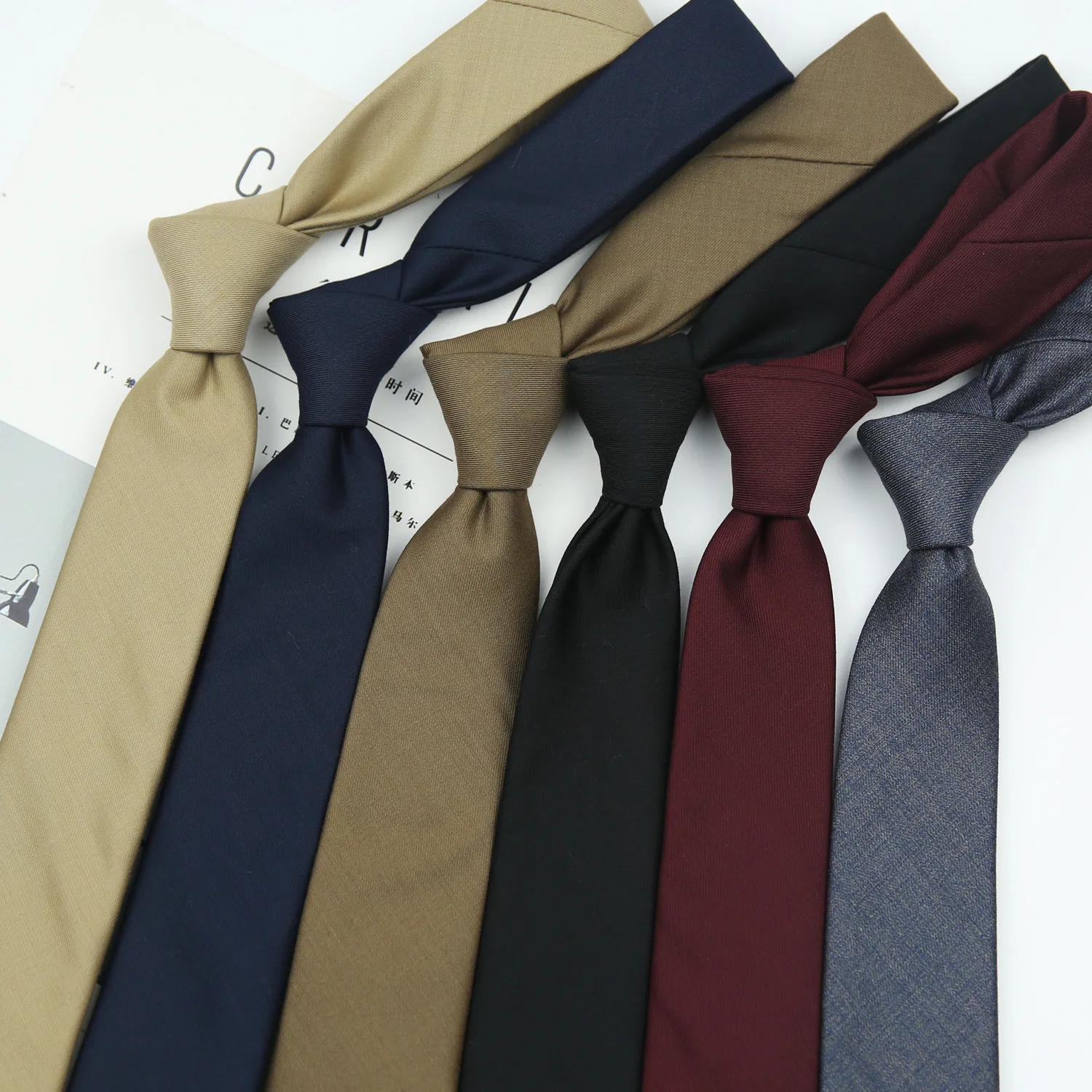 7 см Академический Британский стиль, Хаки, Винно-красный, черный, однотонный полосатый нейлоновый галстук жаккардового переплетения для мужчин, деловой свадебный галстук 0