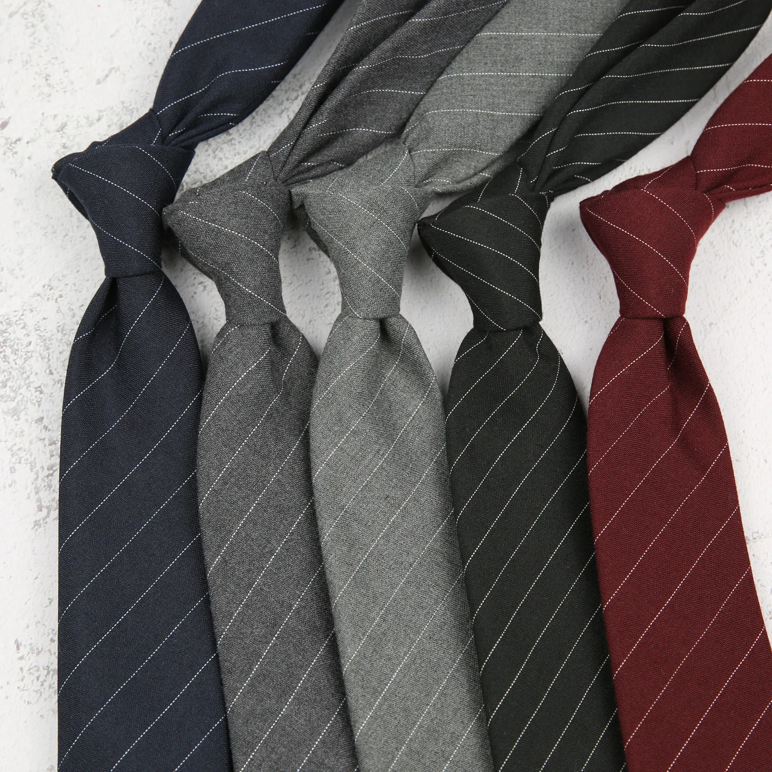 7 см Академический Британский стиль, Хаки, Винно-красный, черный, однотонный полосатый нейлоновый галстук жаккардового переплетения для мужчин, деловой свадебный галстук 1