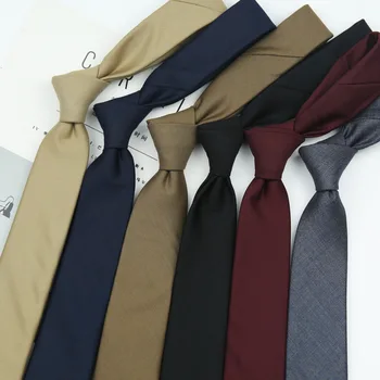 7 см Академический Британский стиль, Хаки, Винно-красный, черный, однотонный полосатый нейлоновый галстук жаккардового переплетения для мужчин, деловой свадебный галстук