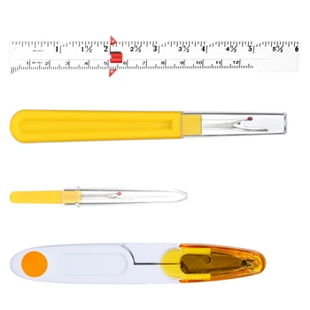 Набор желтых ножниц LMDZ с линейкой для рукоделия из ткани, ножницы для резьбы для дома, принадлежности для рукоделия, инструменты для рукоделия и шитья