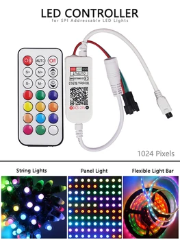ИК-пульт дистанционного управлениямагический регулятор яркости цвета 1024 пикселей с для WS2812 WS8211 Bluetooth Светодиодная RGB-подсветка