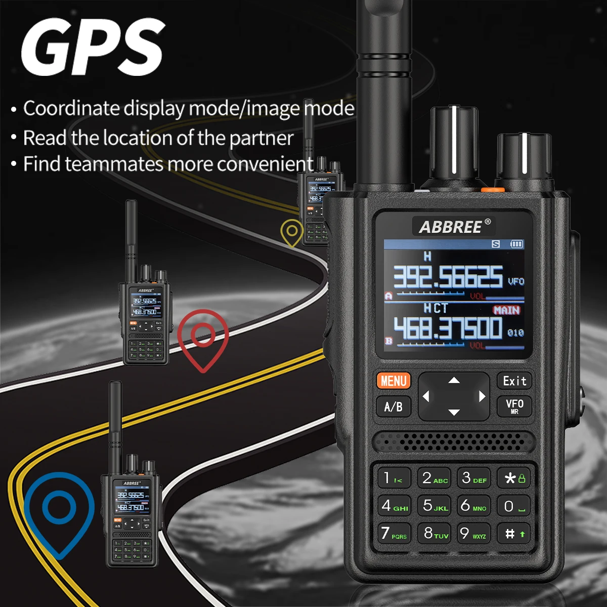 ABBREE AR-F8 Полнодиапазонная Портативная Рация Air Band Wireless Copy Frequency GPS High Power Outdoor Long Range Портативное Двустороннее Радио 2