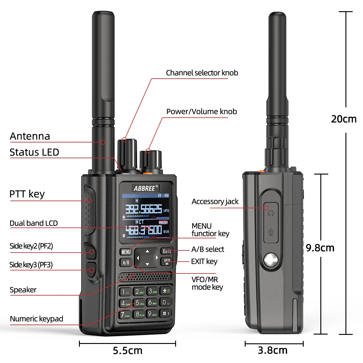 ABBREE AR-F8 Полнодиапазонная Портативная Рация Air Band Wireless Copy Frequency GPS High Power Outdoor Long Range Портативное Двустороннее Радио 4