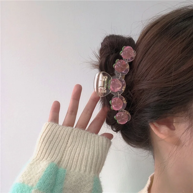 AISHG Новая Женская Модная Прозрачная Заколка для волос с розовыми фруктами, Корейская Заколка с бантиком из черешни, Женские Аксессуары для волос 3