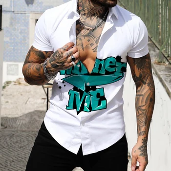 Летняя мужская рубашка с 3D принтом, модная уличная гавайская рубашка, топ для пляжной вечеринки, короткий рукав, S-5XL