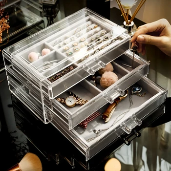 Акриловая Коробка для хранения ювелирных изделий 3 Слоя Подставка для дисплея Ожерелье Браслет Кольцо Органайзер