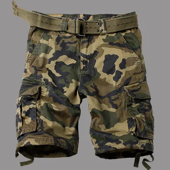 2023 Летние камуфляжные военные шорты-карго в корейском стиле, мужские свободные шорты-карго с несколькими карманами для стирки, мужские 29-42