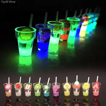 2 шт./компл., разные цвета, светящийся стакан для питья, микро-пейзаж, мини-украшение из смолы, сделай сам, украшение чехла для мобильного телефона