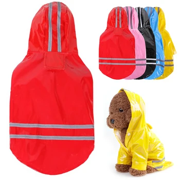Летний уличный дождевик для щенков S-XL с капюшоном, водонепроницаемые ветрозащитные куртки, плащ из искусственной кожи для собак, Одежда для кошек, Одежда Оптом
