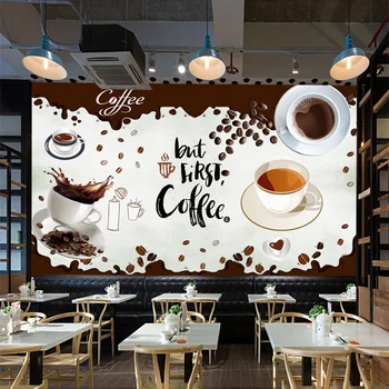 Кофейные обои с текстом на заказ, Промышленный декор, фреска, ресторан, Кофейня, Фоновая стена, обои для кафе Papel De Parede