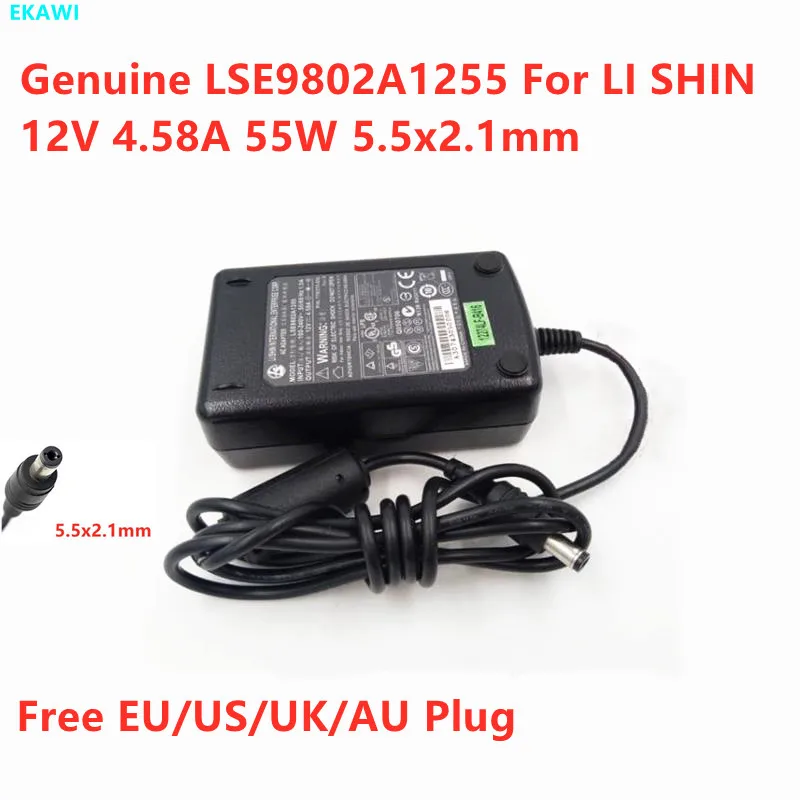 Подлинный LSE9802A1255 12V 4.58A 55W LSE9901B1250 Адаптер Переменного Тока Для LI SHIN LS ЖК-Монитор Источник Питания Зарядное Устройство 0