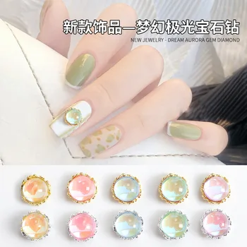 10x10 мм Круглые камни для ногтей, 10 шт. Красочные наклейки для украшения ногтей, Разноцветные драгоценные камни для ногтей, Алмазные 3D принадлежности