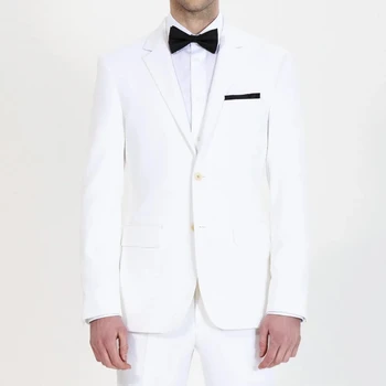 Белый мужской костюм, сшитый на заказ, приталенные смокинги, дизайн terno masculino, мужские костюмы, свадебный пиджак жениха на двух пуговицах, брюки