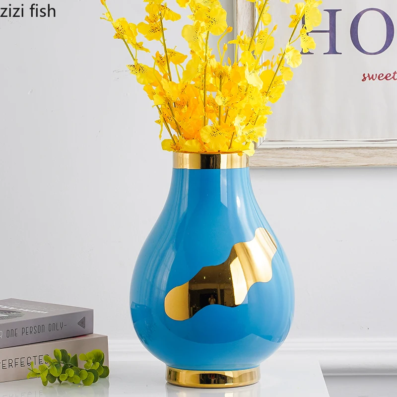 Современная настольная керамическая ваза для костюма-двойки из золота, Гидропонная ваза, Украшения для гостиной, Контейнер для цветочных композиций 0
