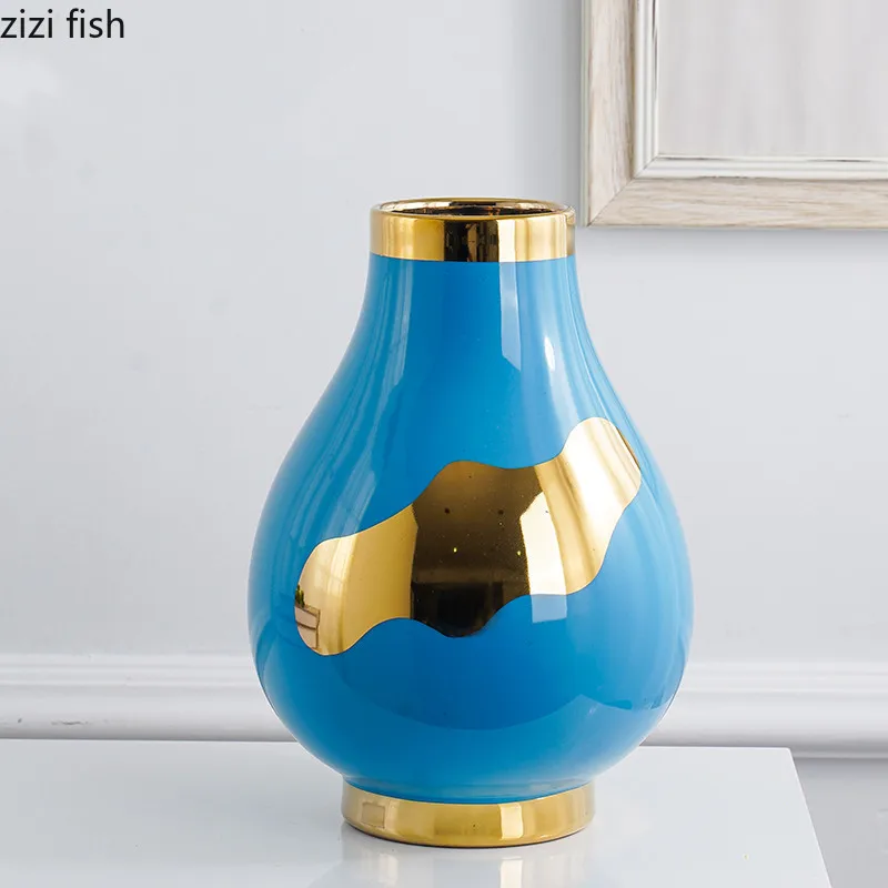 Современная настольная керамическая ваза для костюма-двойки из золота, Гидропонная ваза, Украшения для гостиной, Контейнер для цветочных композиций 2