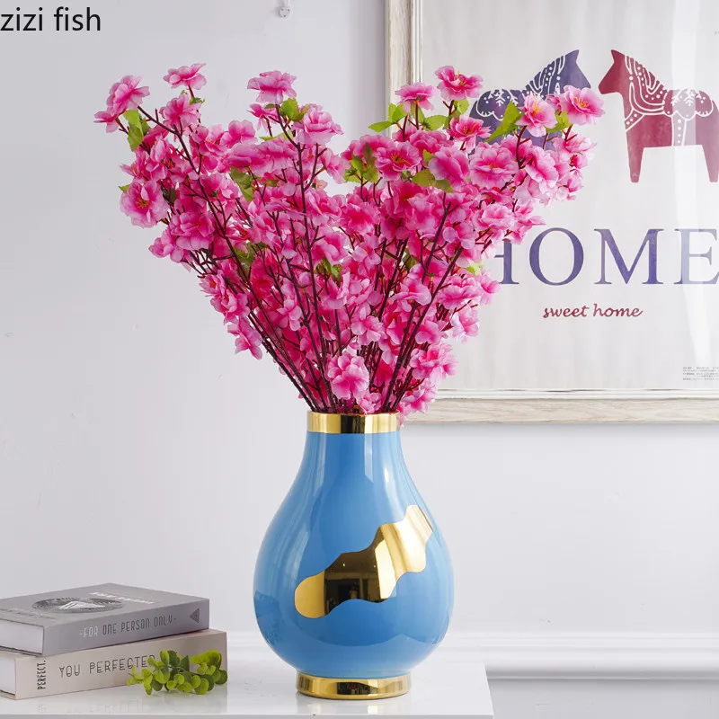 Современная настольная керамическая ваза для костюма-двойки из золота, Гидропонная ваза, Украшения для гостиной, Контейнер для цветочных композиций 4