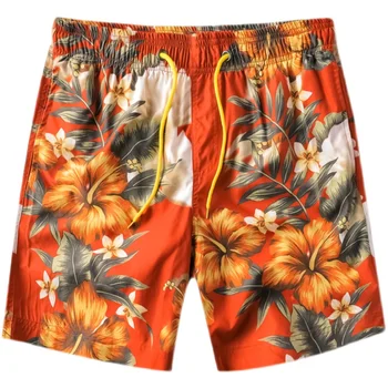 Европейская и американская мужская одежда лето 2022, новые узкие пляжные брюки с оранжевым принтом, модные повседневные шорты Five minutes of pants
