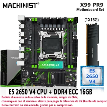 Комплект материнской платы MACHINIST PR9 X99 LGA 2011-3 Kit Xeon E5 2650 V4 CPU С 1x16 = 16 ГБ оперативной Памяти DDR4 ECC SSD NVME M.2