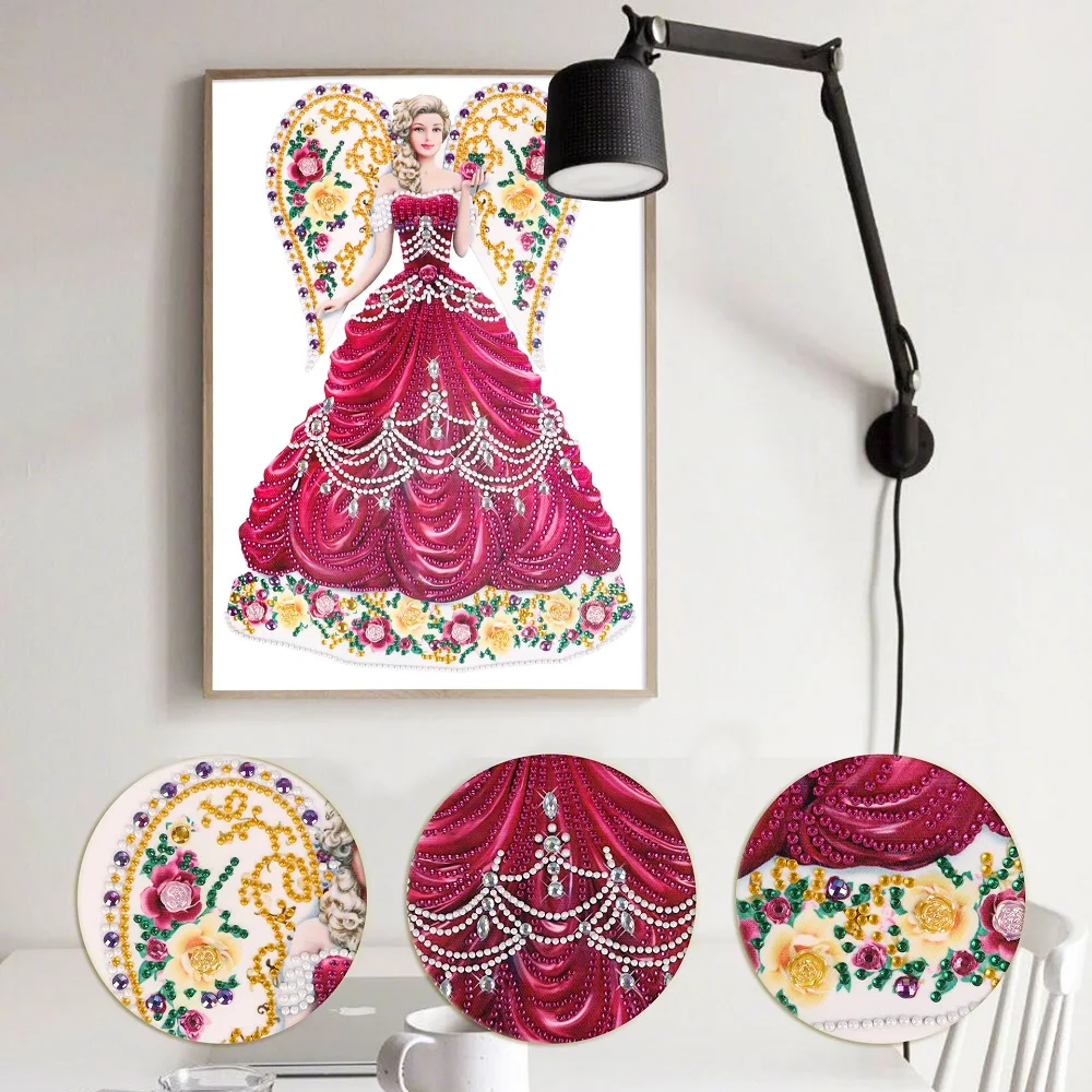 Алмазная живопись для девочки в 5D-платье, наборы для алмазной вышивки крестом, украшение дома с изображением женщины-бриллианта особой формы 1