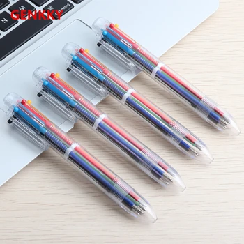 10ШТ Многоцветная шариковая ручка, прекрасная масляная ручка, канцелярский пресс, шестицветная масляная ручка для студентов, детские офисные и школьные принадлежности