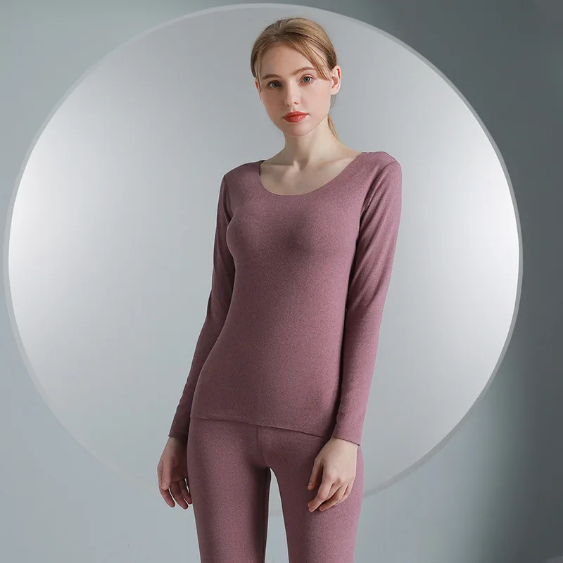 Комплекты женского термобелья, однотонная зимняя одежда 2022 года, бесшовное толстое двухслойное теплое белье, женский костюм для термоодежды 0