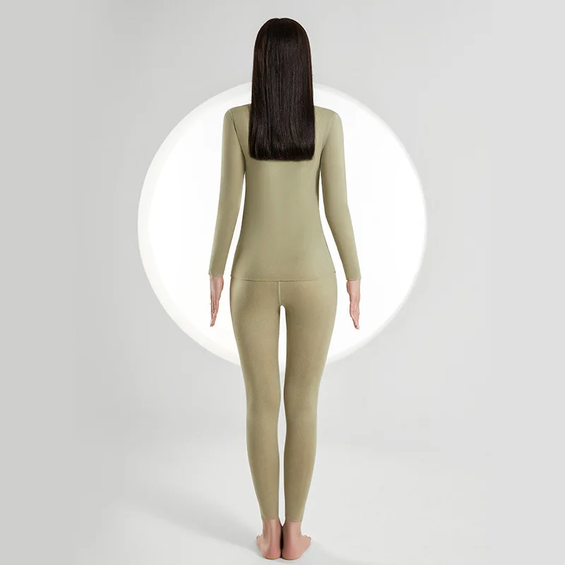 Комплекты женского термобелья, однотонная зимняя одежда 2022 года, бесшовное толстое двухслойное теплое белье, женский костюм для термоодежды 3