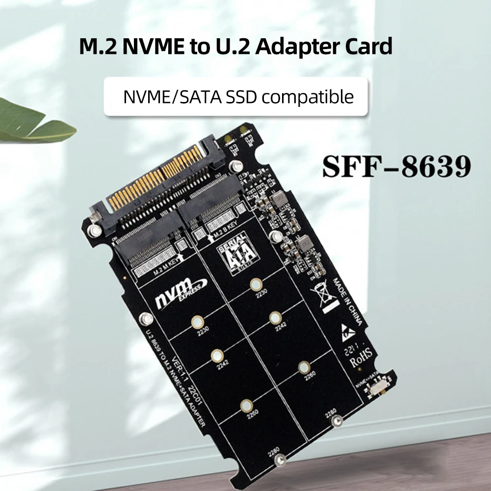 Карта Адаптера жесткого диска M.2 NVMe SATA U.2 2 В 1 Карта Конвертера M.2 NVME Key M Key B В U.2 SFF8639 для SSD 2230/2242/2260/2280 5