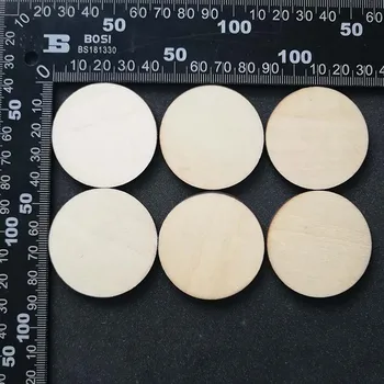 100шт заготовок диаметром 44 мм, незаконченных деревянных кругов, вырезанные деревянные диски простой круглой формы для художественных поделок