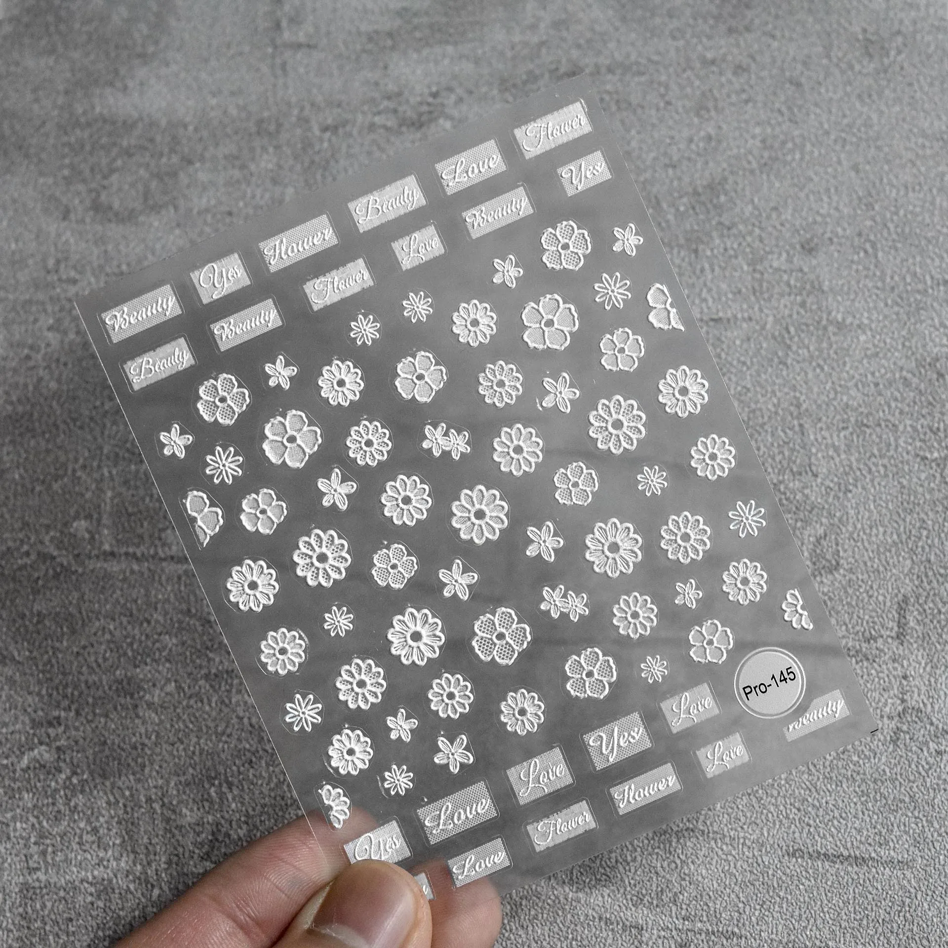 Свадебные 5D Тисненые цветочные кружевные наклейки для ногтей Цветочные кружевные наклейки с белой гравировкой и слайдерными наклейками для маникюра 0
