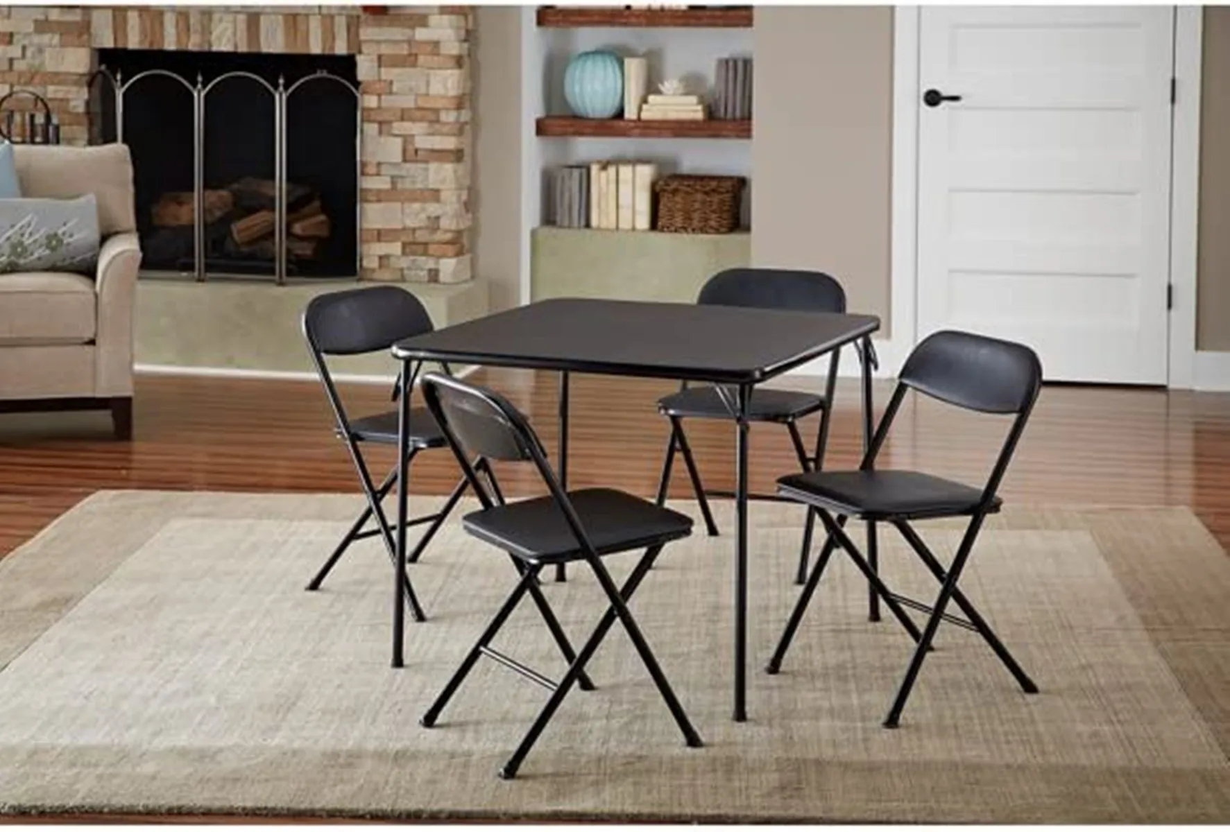 Карточный стол со стульями, набор из 4 предметов, складной стол и стул для дома/улицы, обеденный набор из 5 предметов, черный 1