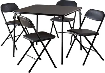 Карточный стол со стульями, набор из 4 предметов, складной стол и стул для дома/улицы, обеденный набор из 5 предметов, черный