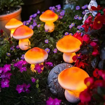 Солнечная гирлянда с тремя маленькими грибами, заряжающаяся от солнечной энергии, водонепроницаемое украшение газона во внутреннем дворе