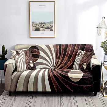 Чехол для дивана в геометрическую полоску с рисунком Инь-Ян, эластичный чехол для дивана для гостиной, полностью завернутый в моющуюся защитную пленку для мебели, декор
